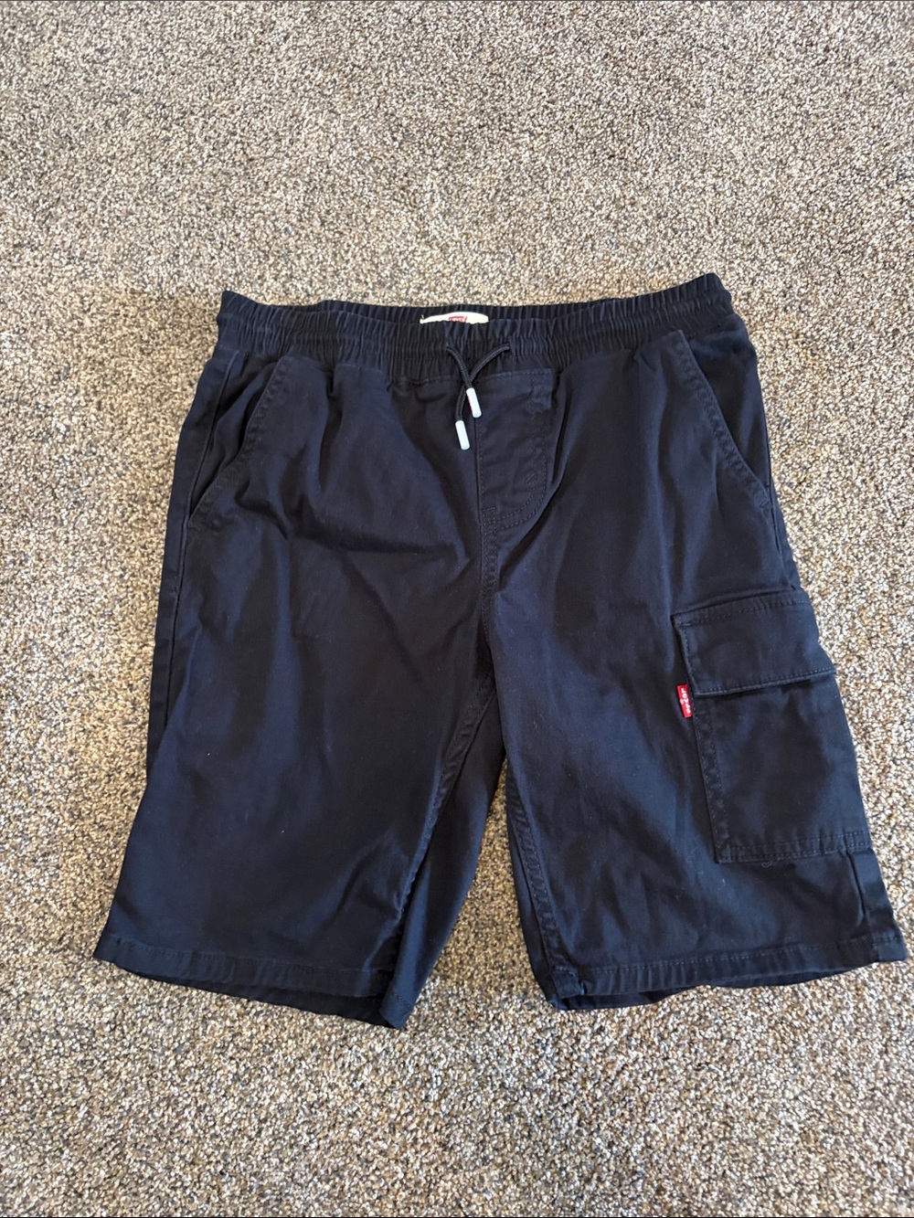 Boys Levi's Black Cargo Drawstring Shorts Size Large 10/12